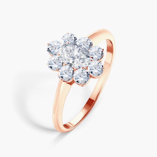 Pierścionek zaręczynowy SAVICKI: różowe złoto, białe szafiry